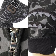 【ソノタ】　A BATHING APE×dsmg カモフラ シャーク パーカー エイプ ドーバー ブラック×グレー 【中古】【正規品保証】181778_画像7