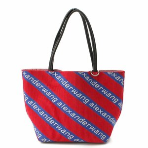 [ Alexander one ]Alexander Wang вязаный Logo большая сумка красный × голубой [ б/у ][ стандартный товар гарантия ]180232