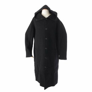 【ヨウジヤマモトプールオム】Yohji Yamamoto POUR 　99AW ジプシー期 フーディ ロング チェスターコート HN-C94-125 ブラック M 182717