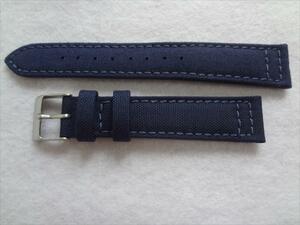 腕時計バンド 18mm コーデュラ ベルト CORDURA(ナイロンより耐久性、強度あり) ネイビー(青色 青) 裏面:ロリカ Hadley Roma