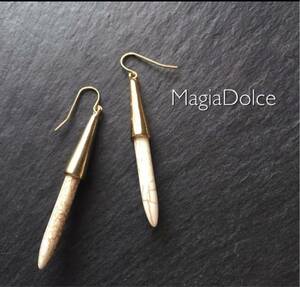  free shipping *MagiaDolce 30018* white turquoise earrings Gold earrings earrings modification possibility 