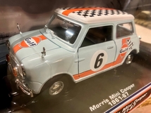 MOTORMAX Morris Mini Cooper 　モーリスミニクーパー　L-Blue/Orange　GULF ガルフカラー　1961-67 1/18 ミニカー_画像3