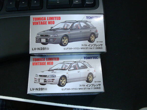 新品未開封2台set☆LV-N281a+b☆スバル インプレッサ ピュアスポーツワゴン WRX STi Version V☆98年式☆グレー+白☆SUBARU