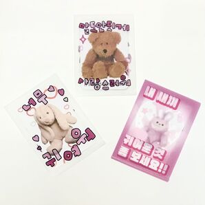 韓国作家 Rosie Sticker ミニ L フォトホルダー トレカホルダー ハングル 3つセット
