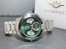 限定モデル 秘密のからくりギミック搭載 新品 DOMINIC ドミニク 正規品 手巻き腕時計 ステンレスベルト アンティーク腕時計 グリーン_画像7