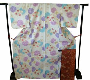  era shop beautiful goods great special price .66.3cm finest quality cotton Kobai yukata four size obi long size four size obi set tailored 155cm~163cm Ys208