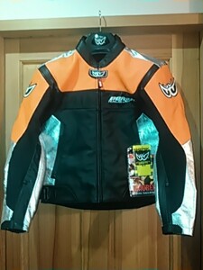 未使用/BERIK/牛革/ジャケット/10718/BLACK&ORANGE&CHROME/XXS～XS/サイズ44/60500円/３シーズン/防風インナー/プロテクターレス/訳あり