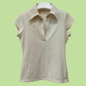 theory theory beige spring summer autumn . collar shirt lovely lady's size 2 made in Japan I-2325