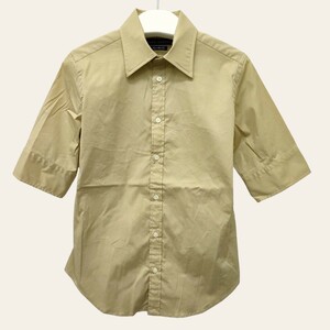 【美品】RALPH LAUREN / ラルフローレン レディース トップス 中袖ボタンシャツ スリムフィット ベージュ 4サイズ 春夏服 I-2336