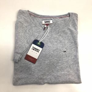 新品■TOMMY JEANS トミー レディース 半袖シャツ Tシャツ S グレー ロゴシャツ