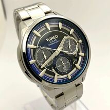 美品☆ソーラー☆送料込☆セイコー SEIKO ワイアード WIRED クロノグラフ メンズ腕時計 ブルー APOLLO アポロ VR42-0AA0 AGAD070_画像5