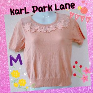 karL Park Lane カールパークレーン　半袖ニット　花　薄ピンク　M