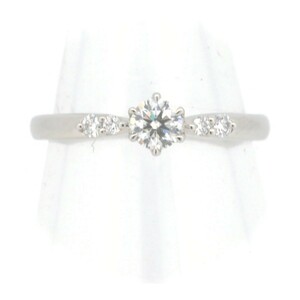 la The -ru бриллиант бриллиантовое кольцо кольцо 11.5 номер 0.25ct 0.07ct PT950( платина ) ломбард лот 