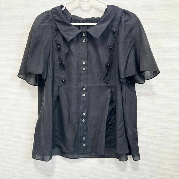 FRAPBOIS 半袖ブラウス 半袖シャツ 　サイズ0　シースルー ブラック 黒 カジュアル ◎16-09