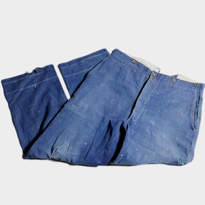 希少! 30's フレンチ インディゴ メティス リネン ワーク パンツ FRENCH INDIGO METIS LINEN WORK PANT フランス ブルー CHORE チョア BLUE