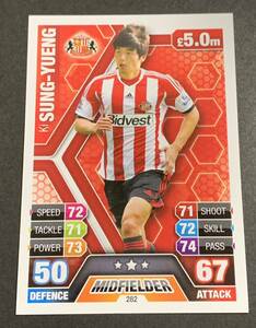 2013-14 Topps Match Attax Ki Sung-Yueng 282 Sunderland キソンヨン　サンダーランド　プレミアリーグ　トップス