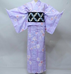 浴衣 単品 仕立て上がり 女性用 フリーサイズ 綿100％ 花柄 薄紫 花火や夏祭りに 新品（株）安田屋 NO38911