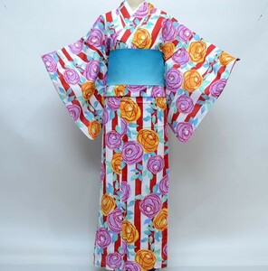 浴衣 単品 仕立て上がり 女性用 綿100％ 適合身長155-168cm Face Girl 花柄 現代柄 新品（株）安田屋 NO27918