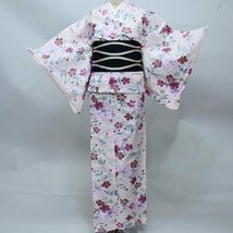 浴衣 単品 仕立て上がり ゆかた 女性用 適合身長152～167cm 綿100％ 花柄 花火や夏祭りに 新品（株）安田屋 NO39029_画像1