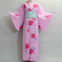 浴衣 単品 仕立て上がり 女性用 百花斉放 綿100％ 桜 花柄 花火や夏祭りに 新品（株）安田屋 NO14523_画像1