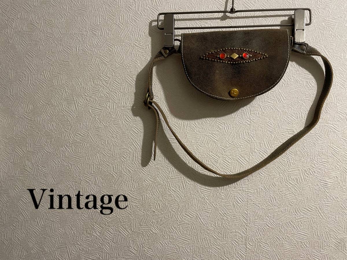 ◯ USA製 COACH スタッズ レザー ボディ バッグ / コーチ OLD オールド