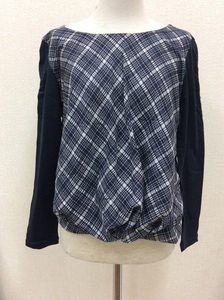  Kumikyoku black × front . about ... check chiffon piling cut and sewn size 2