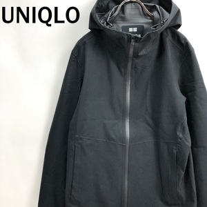 【人気】UNIQLO/ユニクロ 防水 防風 撥水 パーカー フード付き ストレッチ 通気 ブラック サイズM/S5760