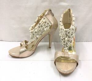 TAO'GIRL back Zip pumps sandals high heel Gold size 38 24cm 23061502