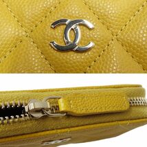 シャネル CHANEL クラシックジップコインパース マトラッセ AP0216 コインケース キャビアスキン イエロー / 083597【中古】_画像6