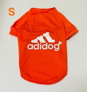 新品☆adidog アディドッグTシャツSサイズ新作オレンジ犬服ペット服人気おしゃれスポーツ