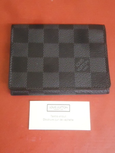 X4210-185☆Louis Vuitton ルイヴィトン ダミエ カードケース イニシャル入り CA0220 ブラック ネコポス