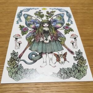 higchiyuuko cat postcard leaf paper post card postcard message card cat .. animal young lady 44