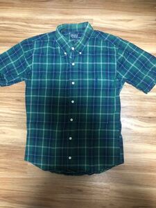  Ralph Lauren короткий рукав проверка рубашка осмотр ) American Casual Vintage зеленый 