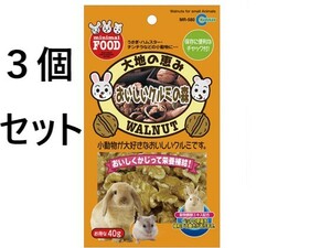 ３個セット　マルカン　大地の恵み　おいしいクルミの森　４０ｇ　うさぎ エサ ハムスター　チンチラ　モルモット　小動物