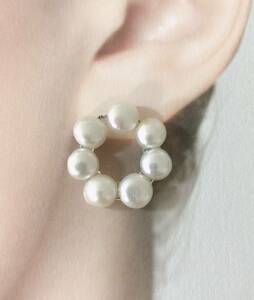 7 ream fresh water pearl. flower earrings fresh water pearl pearl white white natural stone limited amount 