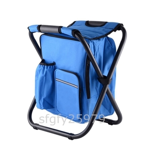 572* new goods rucksack chair rucksack folding chair keep cool bag heat insulation outdoor line row motion . camp barbecue blue 