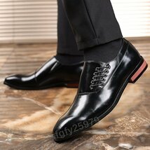 J999☆新品メンズ ビジネスシューズ カジュアルシューズ 革靴 紳士靴 フォーマル 大きいサイズあり ブラック 24.5cm~27.5cm_画像3