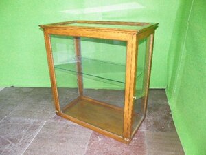 [ antique style ] wooden glass case W91cm* showcase #O-422