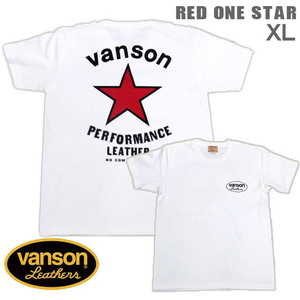 VANSON / バンソン 半袖Ｔシャツ VSS-13「RED ONE STAR」サイズXL ホワイト レッドワンスター 別注