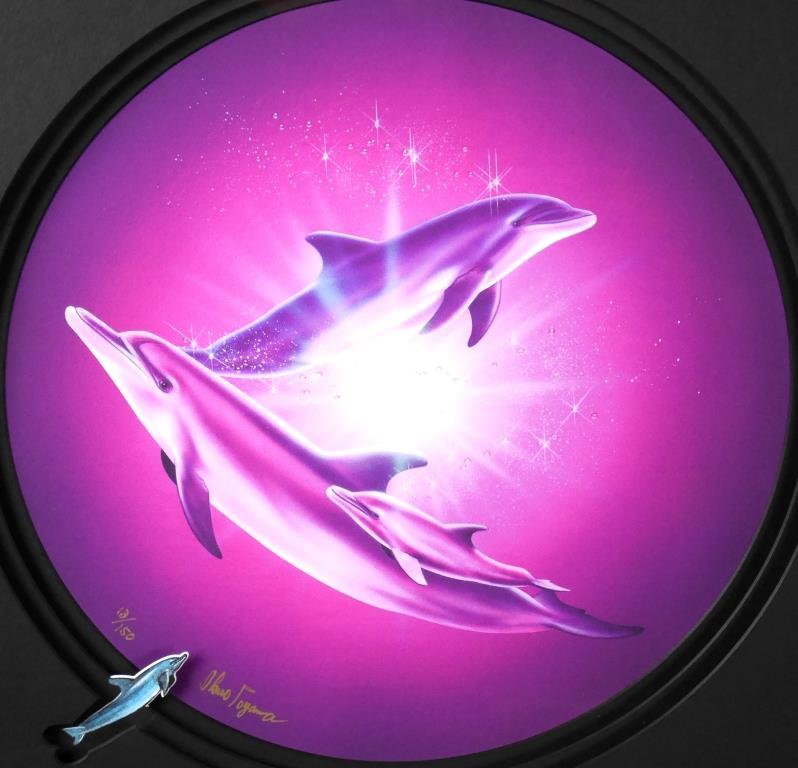 Ikuo Togawa Pink Diamond ◆ Giclée-Druck mit handgezeichneter Illustration ◆ Signiert ◆ Groß! Beliebter Meereskunst-Künstler! Delfin! Gerahmt, Kunstwerk, Drucke, Lithografie, Lithographie