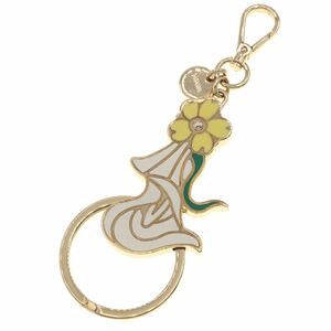  Prada key holder 1PS030 Gold yellow ivory metal used bag charm lady's woman PRADA