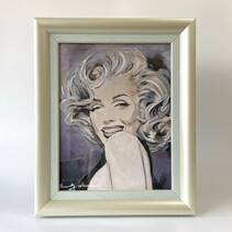 アンディ・ウォーホル 「マリリン・モンロー（Marilyn Monro)」 肉筆 油彩 絵面＆裏面サイン 額装 Andy Warhol 画題 模写 油絵 アート