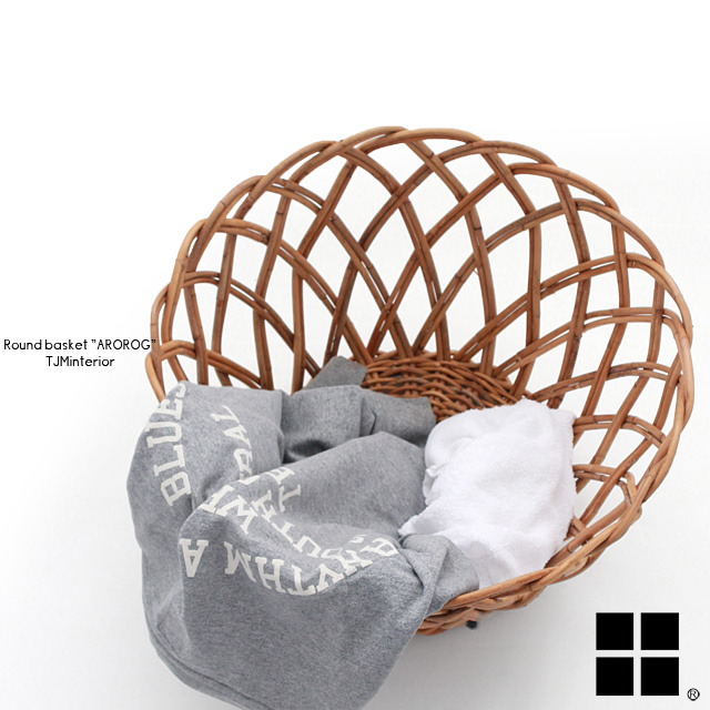 9171-0018 L Basket Laundry Basket Round Basket AROROG Natural Rattan Wicker Basket Handmade 51cm, furniture, interior, interior accessories, basket, basket