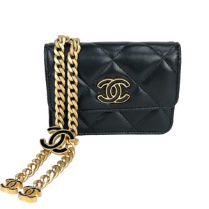 シャネル CHANEL チェーン ミニバッグ ラムスキン ブラック アンティークゴールド金具 ショルダーバッグ レディース 中古