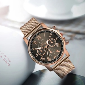 腕時計 時計 ギリシャ文字 ステンレス メッシュ アナログ メンズ クォーツ ファッション時計 男女兼用 オシャレ ウォッチ　ブラック