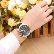 時計　腕時計 ギリシャ文字 アナログ メンズ クォーツ レザー ベルト　高品質 レザー ファッション時計 ウォッチ 男女兼用　ブラック_画像2