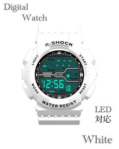  digital wristwatch sport wristwatch wristwatch clock digital type LED digital hole teji type bicycle sport outdoor camp white 