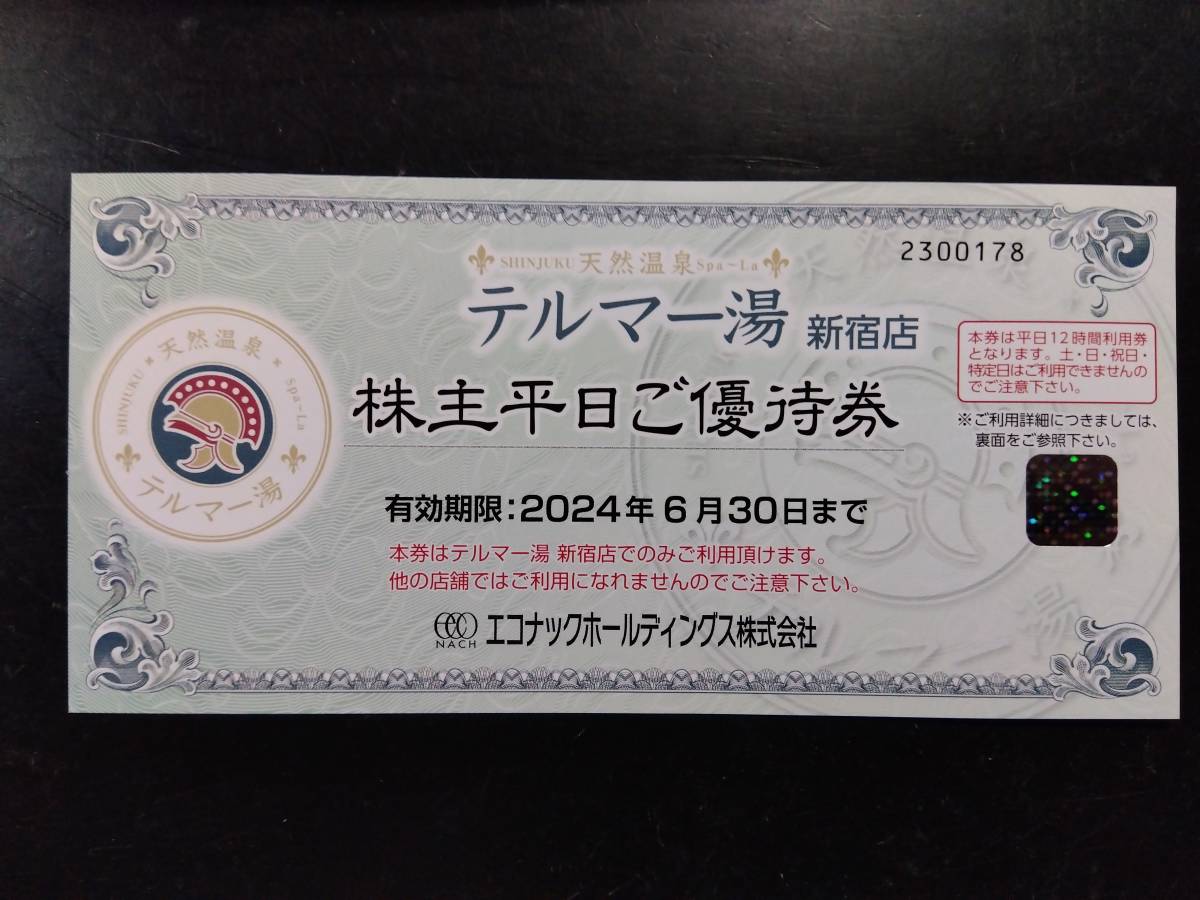 最新】 テルマー湯 エコナック株主優待券 2024年6月30日迄 ネコポス