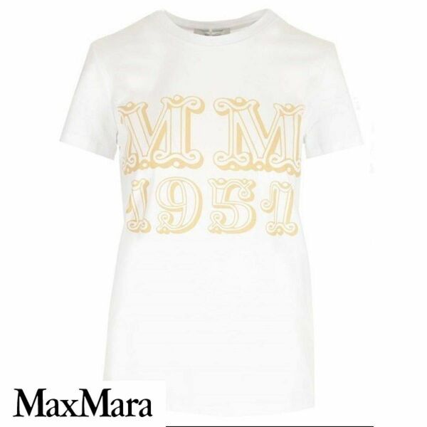 【60%OFF新品サイズS】Max Mara 2023年春夏ロゴ入りTシャツ（白）送料込み