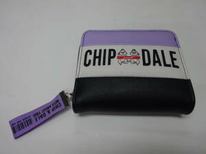 (え-G1-834）チップ&デール 二つ折り財布 【中古】 Disney ディズニー チップとデール パープル ブラック
